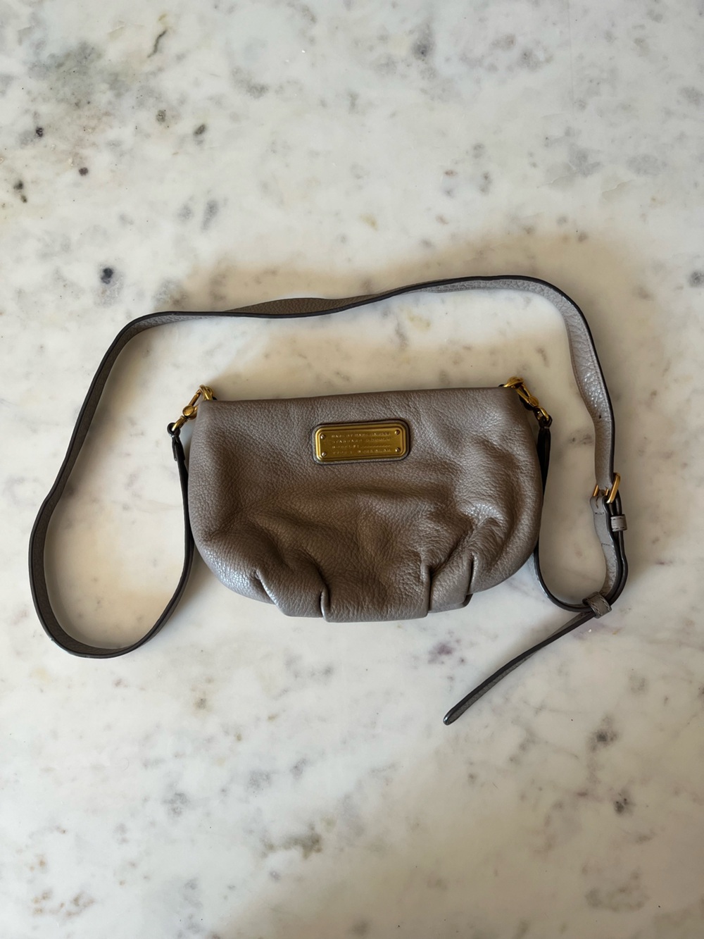 Marc by Marc Jacobs Gray Pebbled Leather Crossbody with Gold Hardware